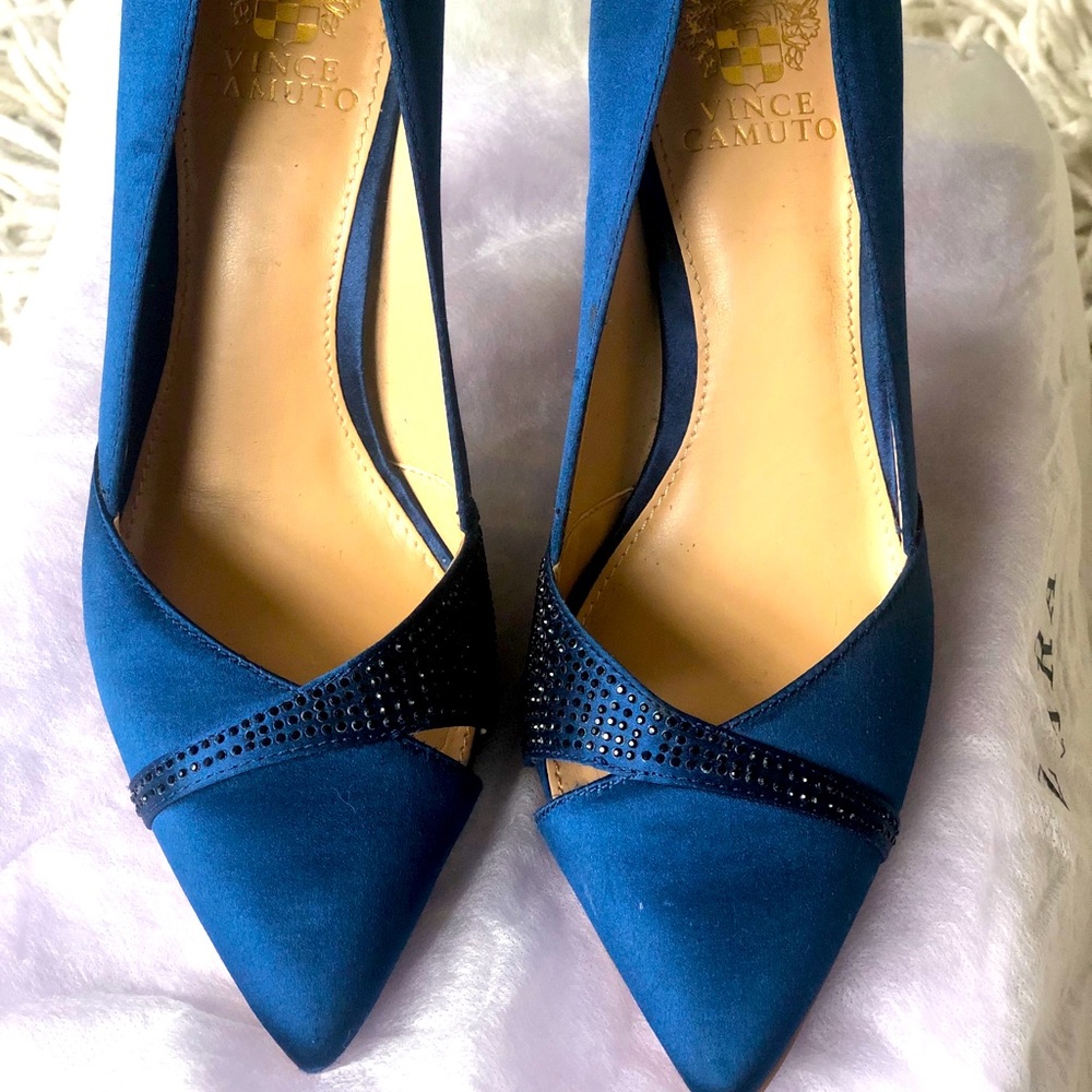 Vince Camuto Satin Crystal Heels